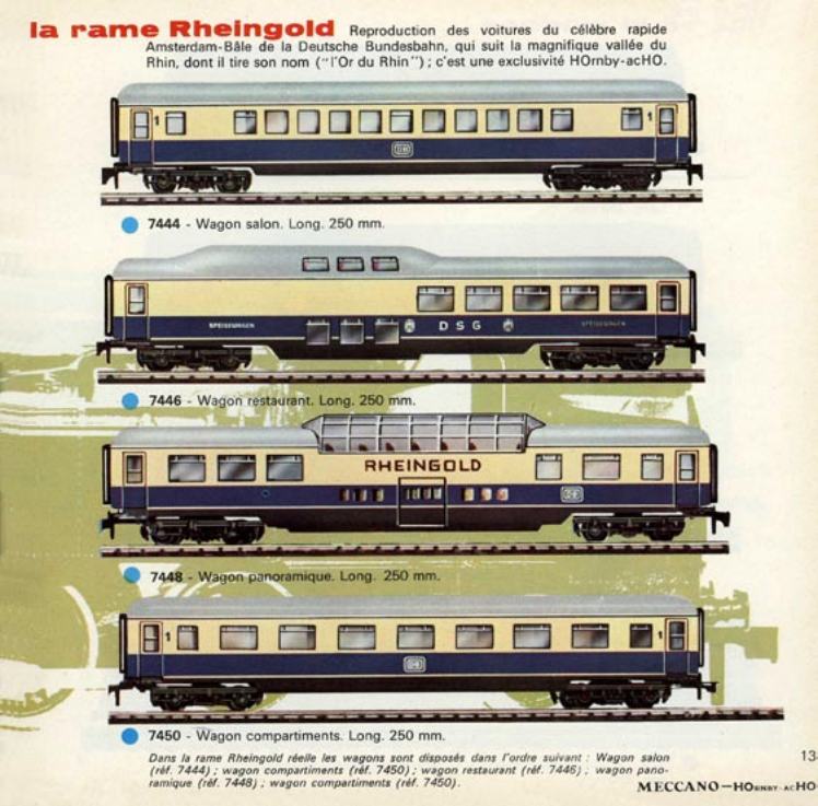 Rame De 4 Voitures HORNBY HO Rheingold SNCF - Époque 4 (7448, 7446, 7451, 7745)